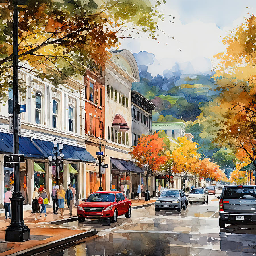 Hot Springs Downtown Scenes Painting by Lourry Legarde