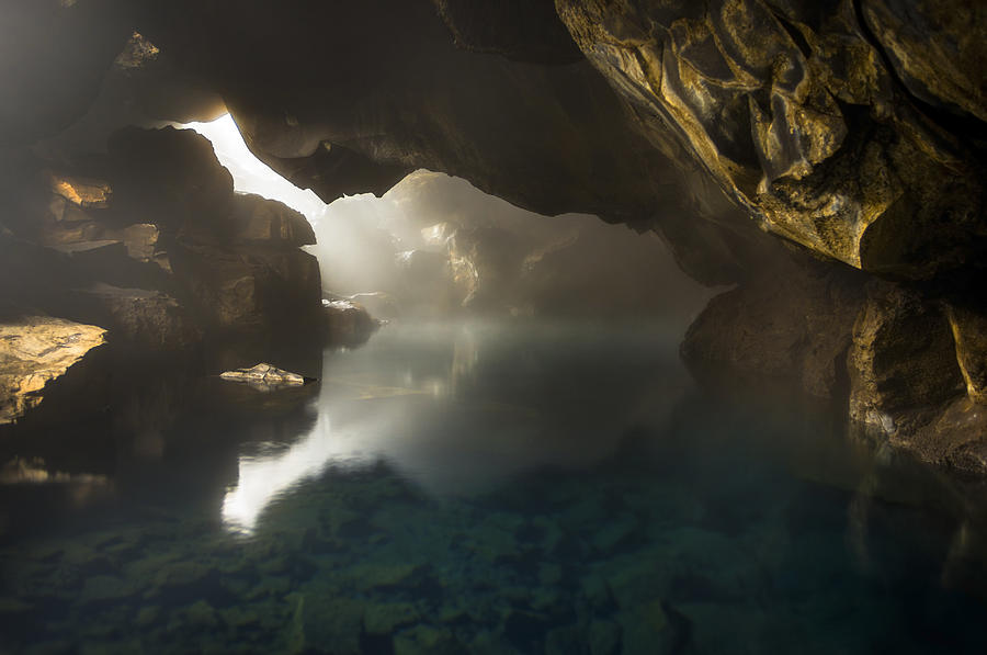 Hot Springs in a Cave in Iceland Photograph by Draper White