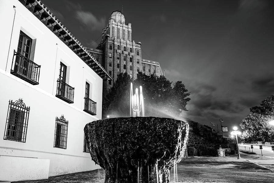 Hot Springs National Park at Dusk - Black and White Photograph by Gregory Ballos