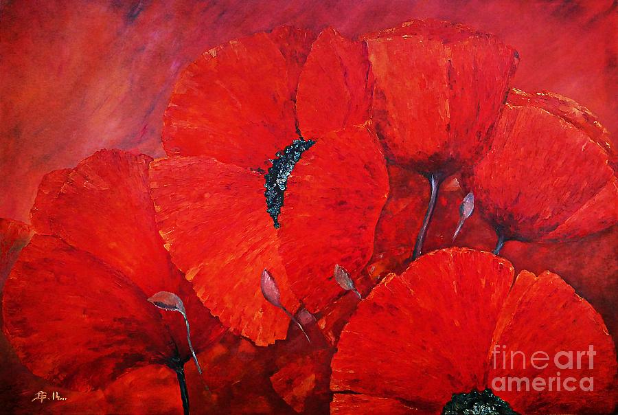 Hot Summer Poppies Painting by Amalia Suruceanu