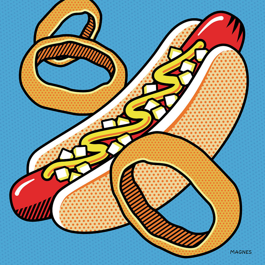 Hotdog on Blue Digital Art by Ron Magnes