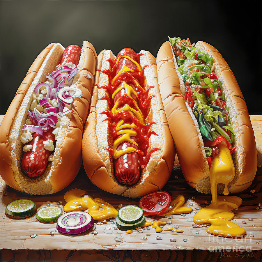 Cheese Digital Art - Hotdogs and Buns by Elisabeth Lucas