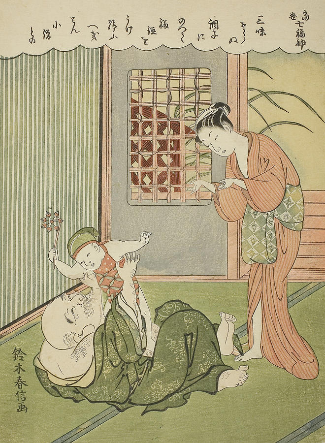 Hotei, from the series The Seven Gods of Good Luck in Modern Life Relief by Suzuki Harunobu