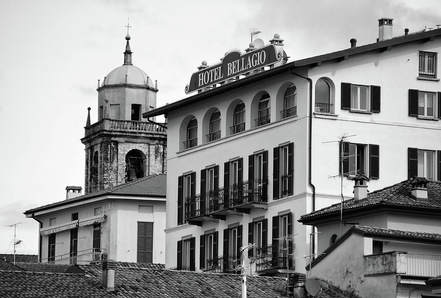 Hotel Bellagio on Lake Como Italy Black and White Photograph by Shawn OBrien