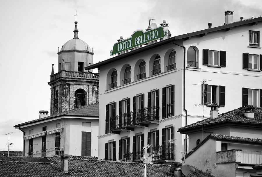 Hotel Bellagio on Lake Como Italy Color Splash Black and White Digital Art by Shawn OBrien