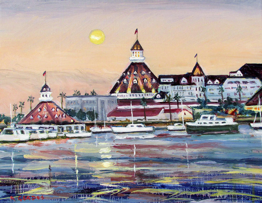 Sunset Painting - Hotel Del Coronado at Dusk by Robert Gerdes