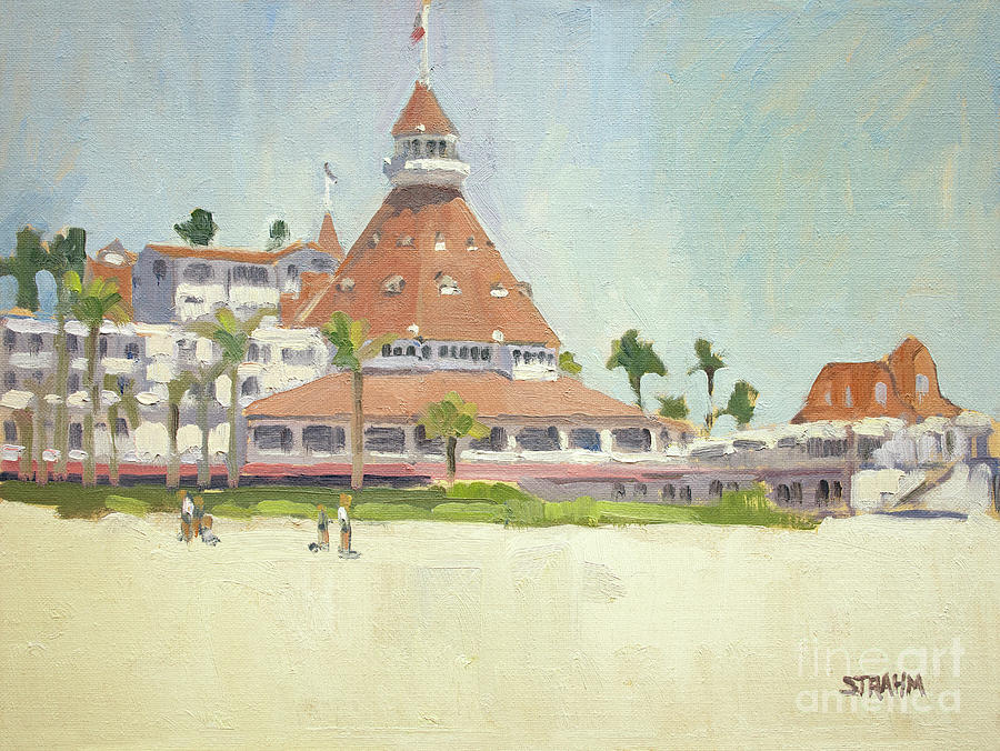 Hotel Del Coronado Beach - Coronado, San Diego, California Painting by Paul Strahm