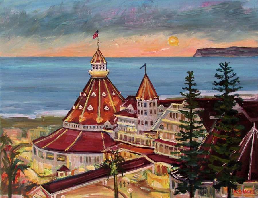 Hotel Del Coronado Christmas Lights Painting by Robert Gerdes Fine