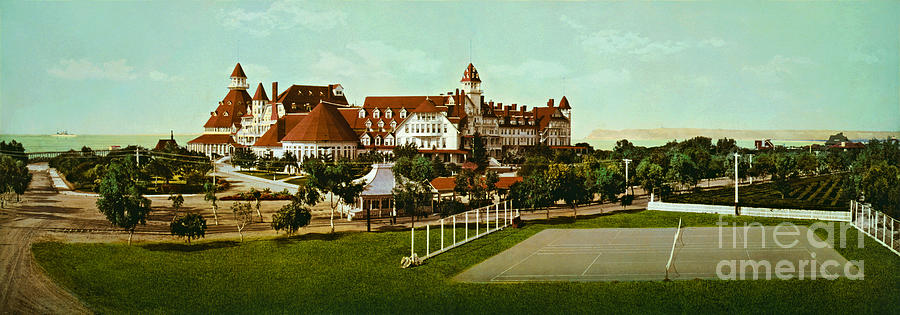 Queen Anne Victorian Hotel del Coronado in 1900 Panorama San Diego California Digital Art by Peter Ogden