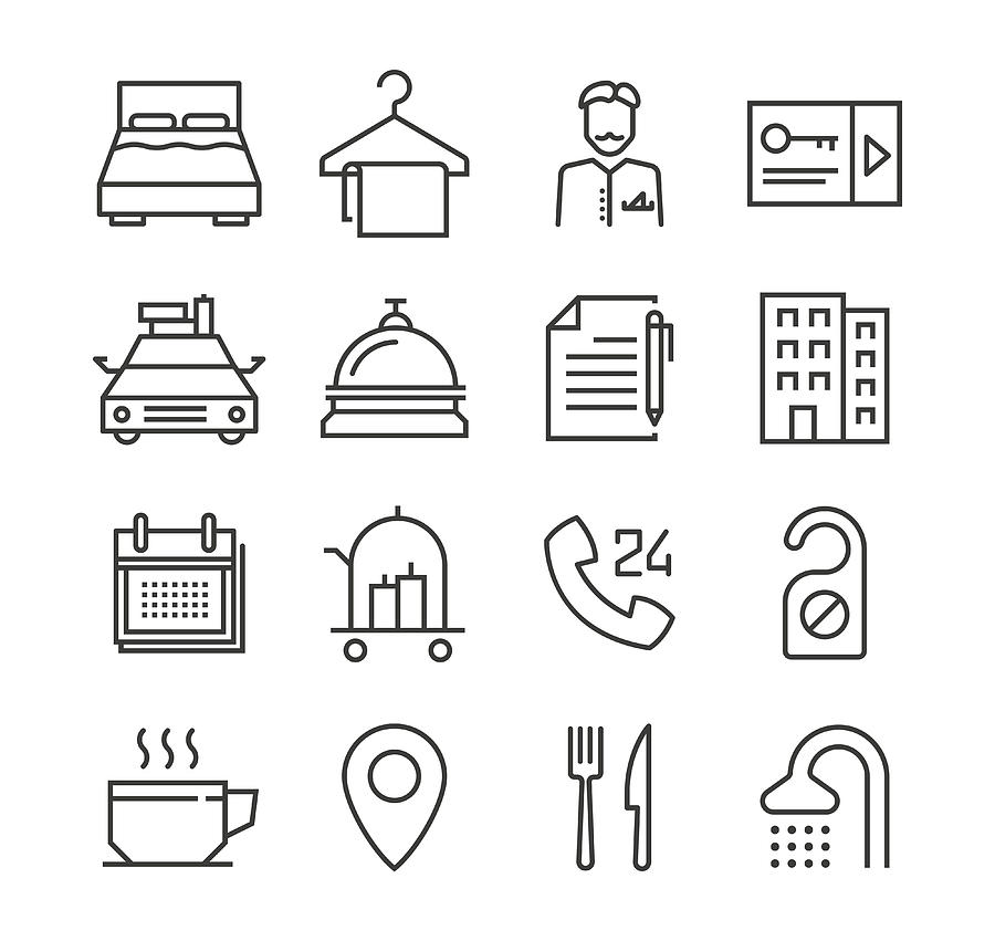 Hotel Icons Drawing by Enis Aksoy