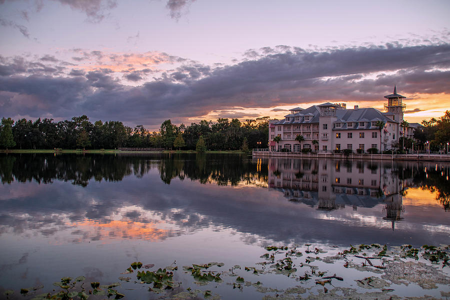 Hotel in Celebration, Florida During Sunset Photograph by John Twynam