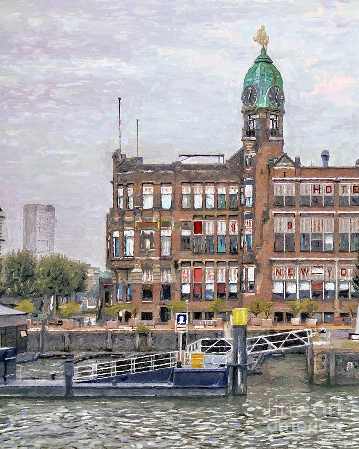 Architecture Painting - Hotel New York in Rotterdam by GabeZ Art