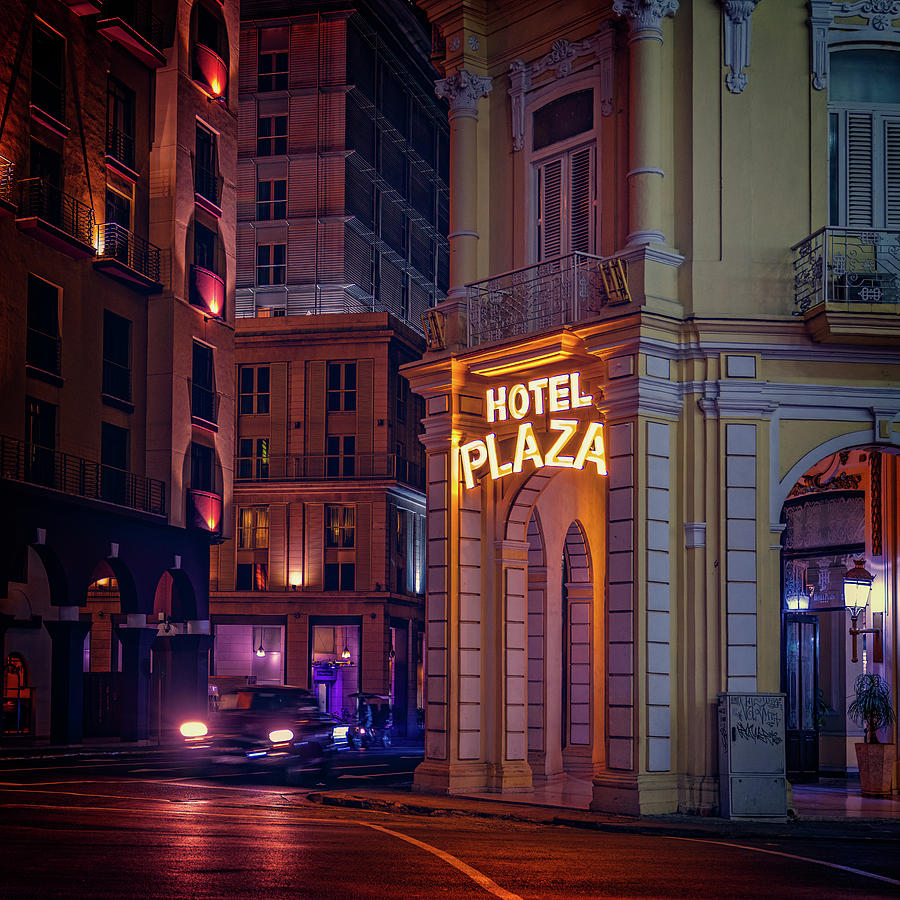 Hotel Plaza, Havana, At Night Chris Lord