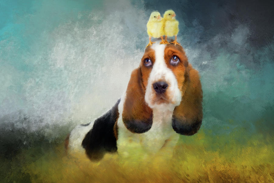 Hound and the Chicks Mixed Media by Ed Taylor