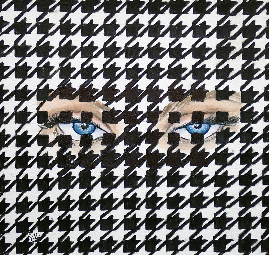 Houndstooth Eyes Mixed Media by Kelly Mills