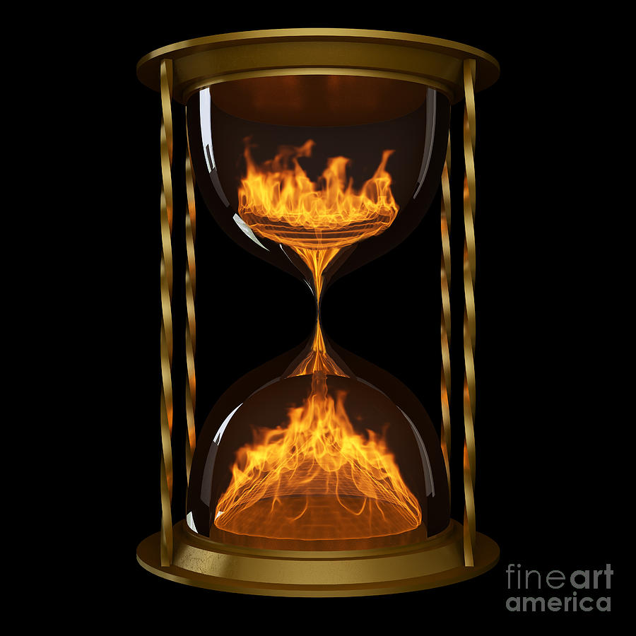 Flame in 2025 front of hourglass