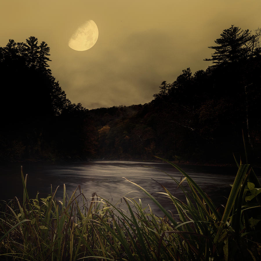 Housatonic Moon square Photograph by Bill Wakeley