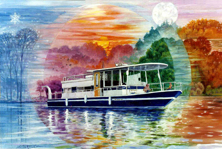 House Boat Painting by John Lautermilch