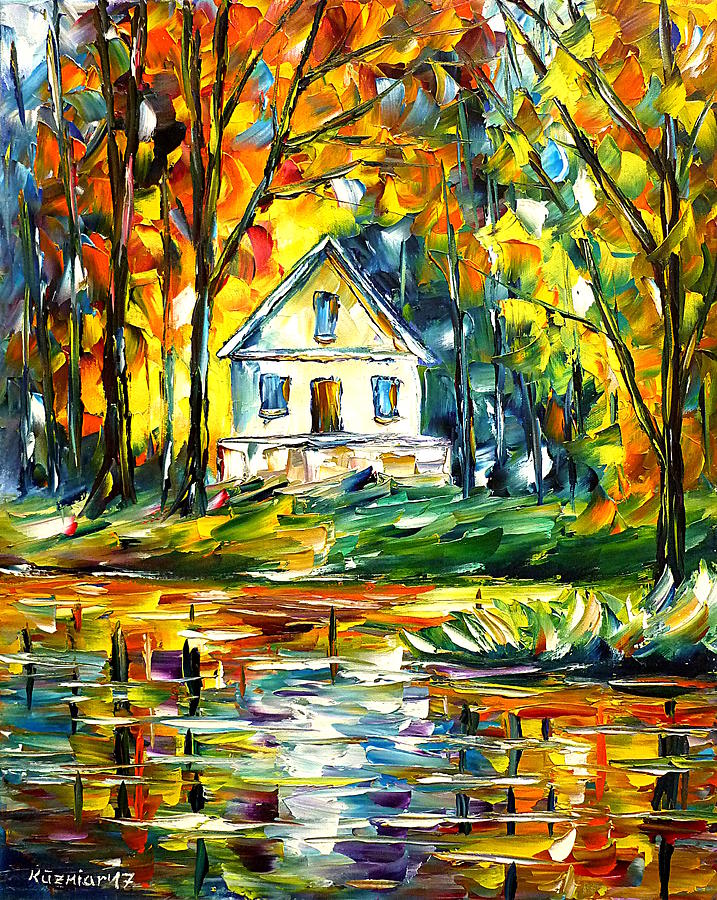 House By The Lake Painting by Mirek Kuzniar