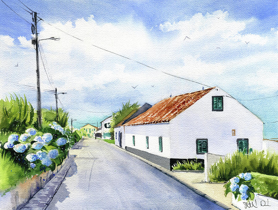House in Azores Pilar Da Bretanha Painting by Dora Hathazi Mendes