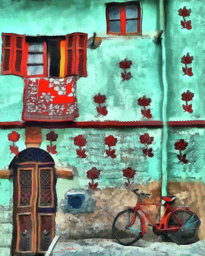 House in Egyptian village Painting by George Rossidis