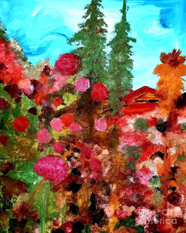 House In Meadows Of Flowers Painting