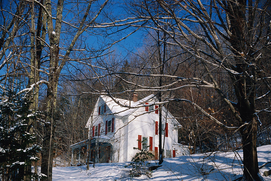 House in snowy woods, Vermont Photograph by VisionsofAmerica/Joe Sohm