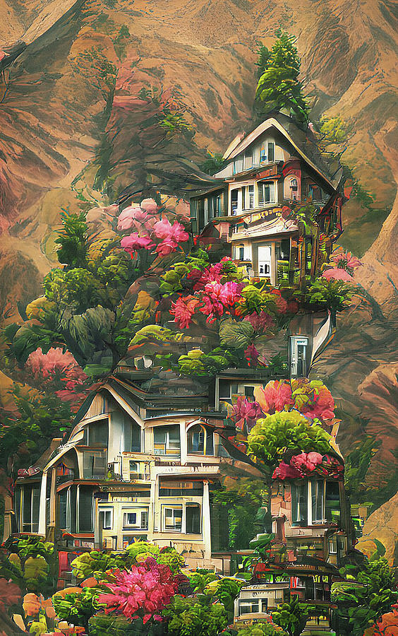 House in the Hills Digital Art by Debra Kewley