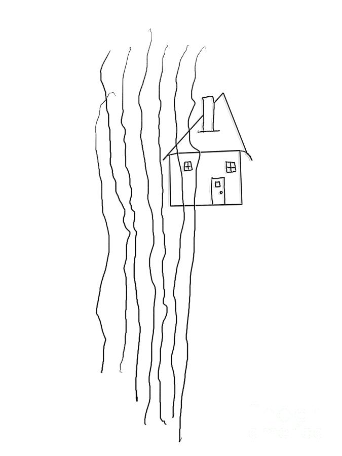 House In Woods Drawing by Bill Owen