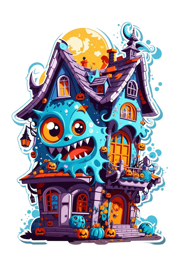 House Kawaii Halloween Graphics White Background Digital Art by Joanna ...