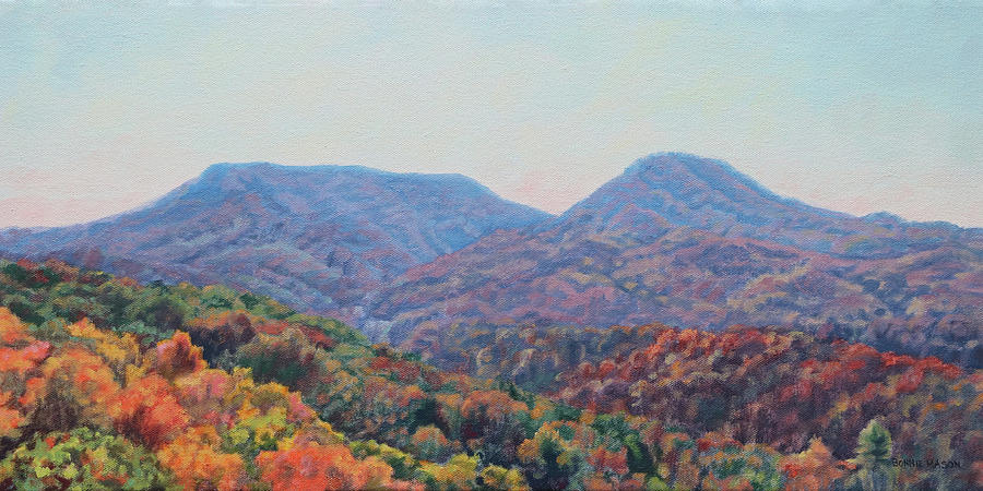 House Mountain in Autumn - Rockbridge County near Lexington VA Painting by Bonnie Mason