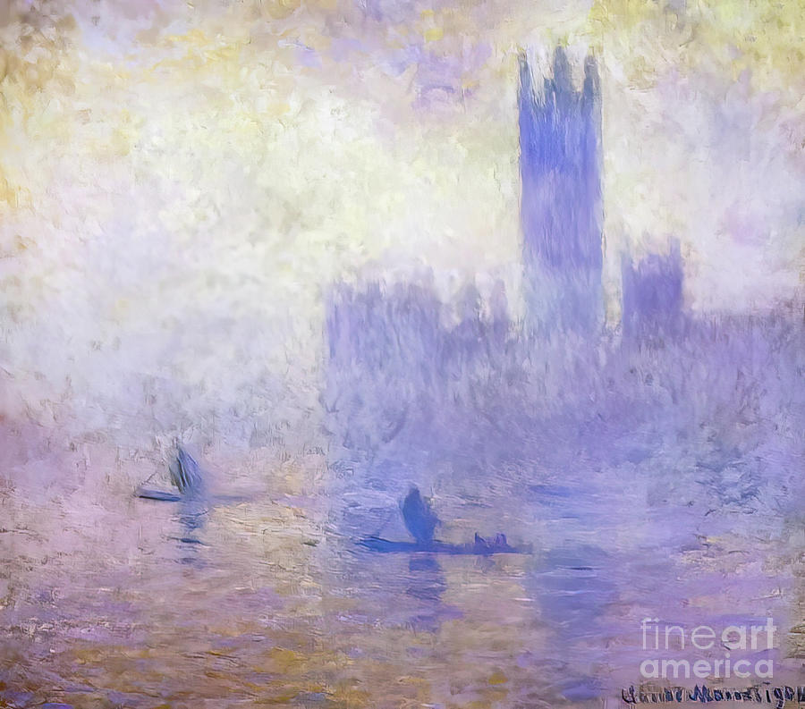 House of Parliament, Fog Effect by Claude Monet 1901 Painting by Claude Monet
