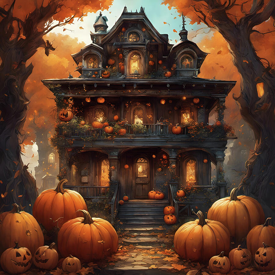 House of Pumpkin Digital Art by Deb Beausoleil