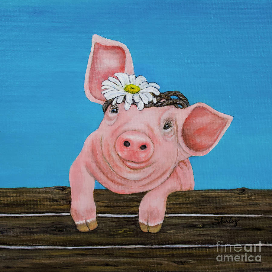 House of Sticks Little Pig Painting by Shirley Dutchkowski
