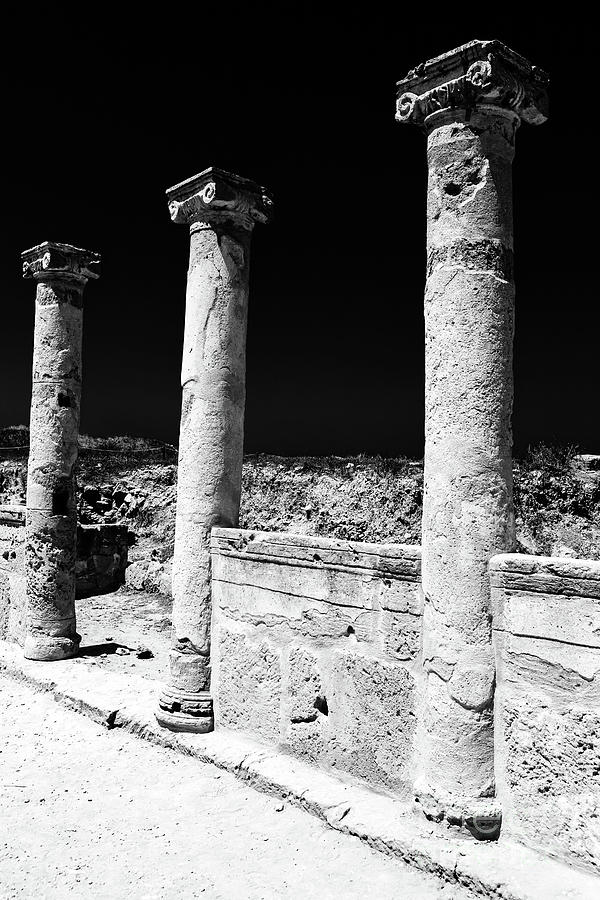 House of Theseus Columns at the Paphos Archaeological Park Photograph by John Rizzuto