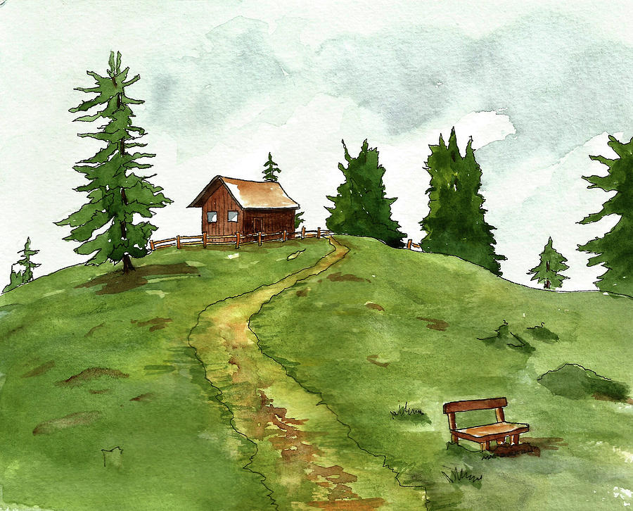 House On A Hill 1hour1sketch Challenge Mixed Media
