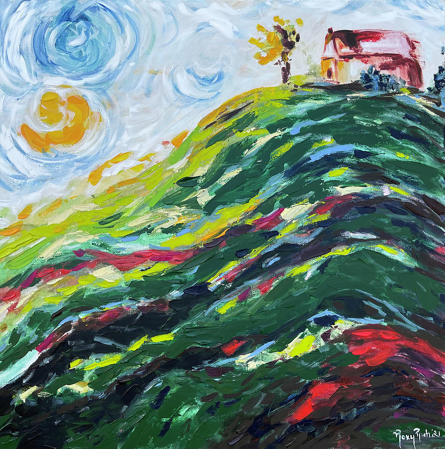 House on a Hill 2 Painting by Roxy Rich