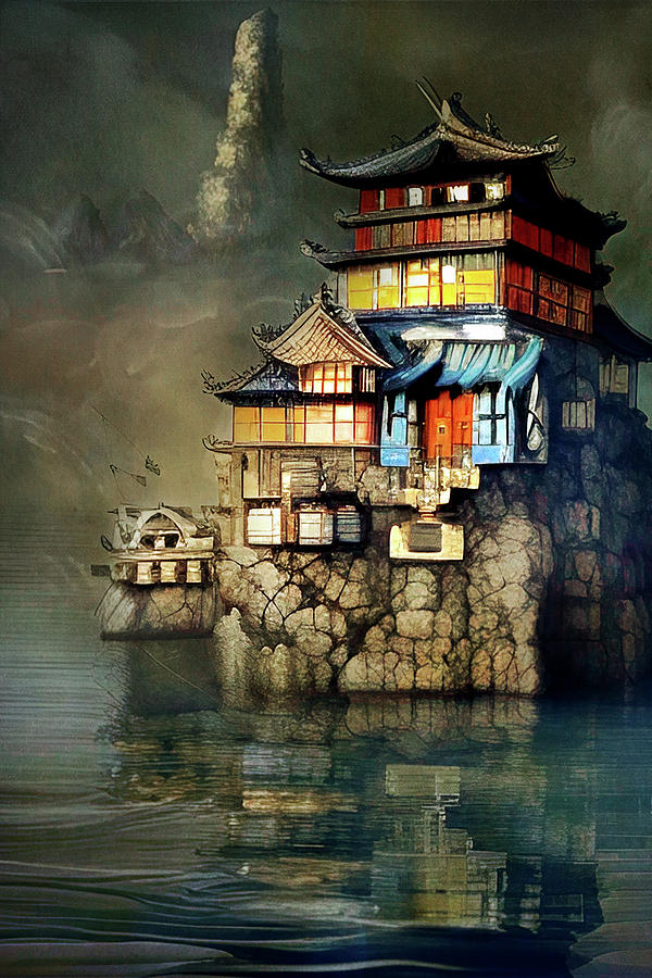 House on the Rocks Digital Art by Reynaldo Williams
