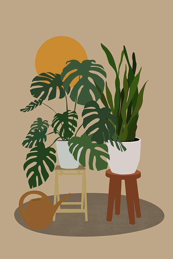 House Plant Art, Greenery Wall Art Digital Art by Anastasia Turkova