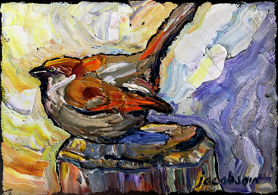 Sparrow Painting - House Sparrow by Carrie Jacobson