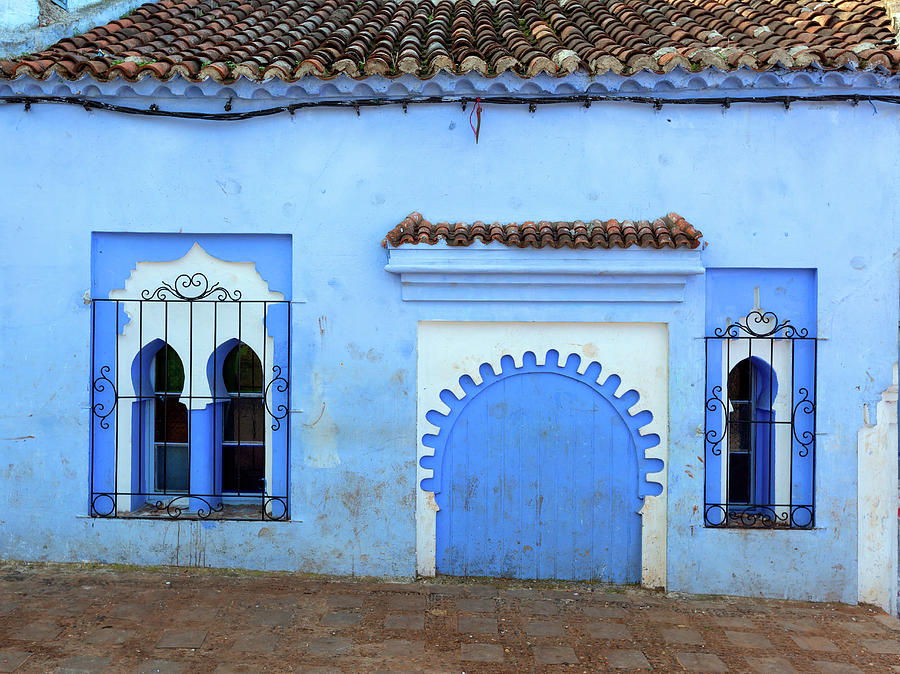 house wall on blue street Chefchaouen Photograph by Mikhail Kokhanchikov