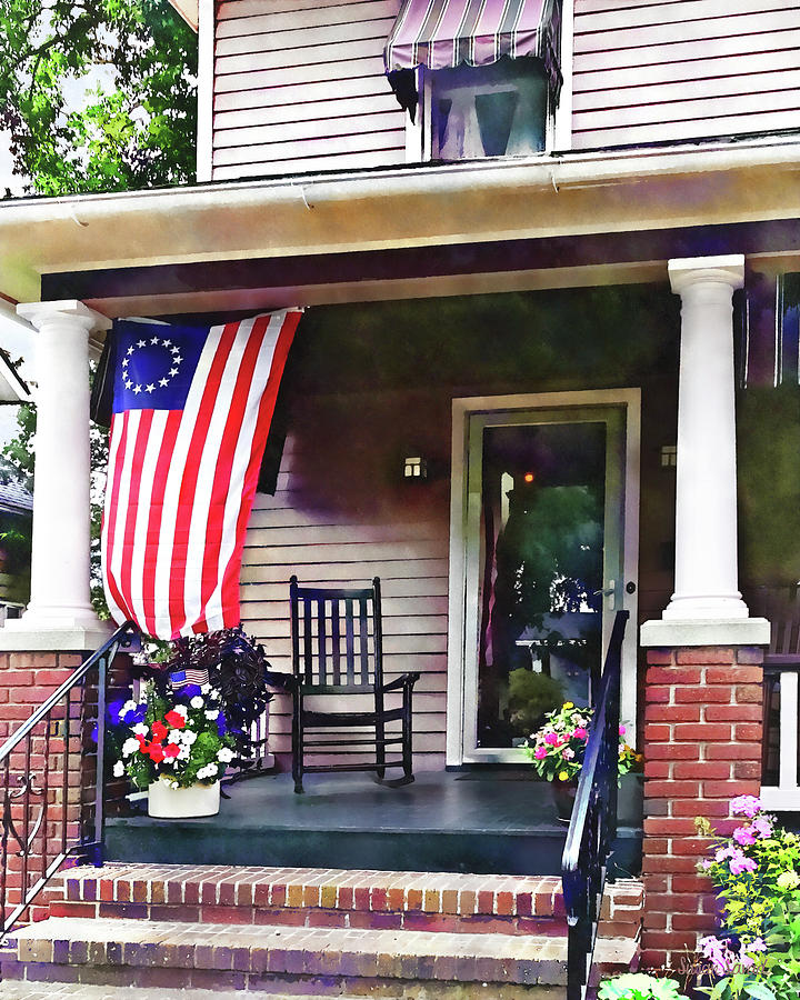 House with Betsy Ross Flag Photograph by Susan Savad