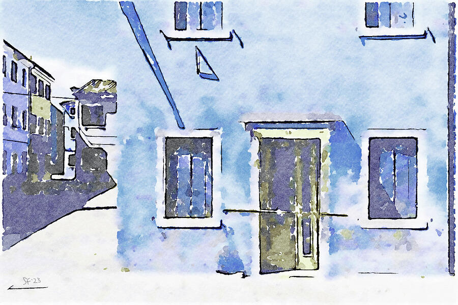 House with Blue Shutters  Digital Art by Shelli Fitzpatrick