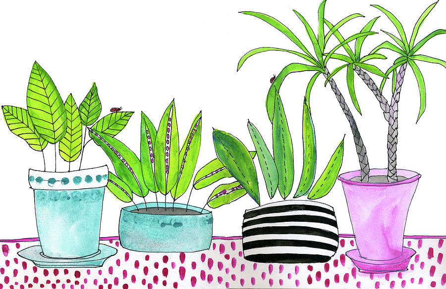 Houseplant Collection Painting by Blenda Studio