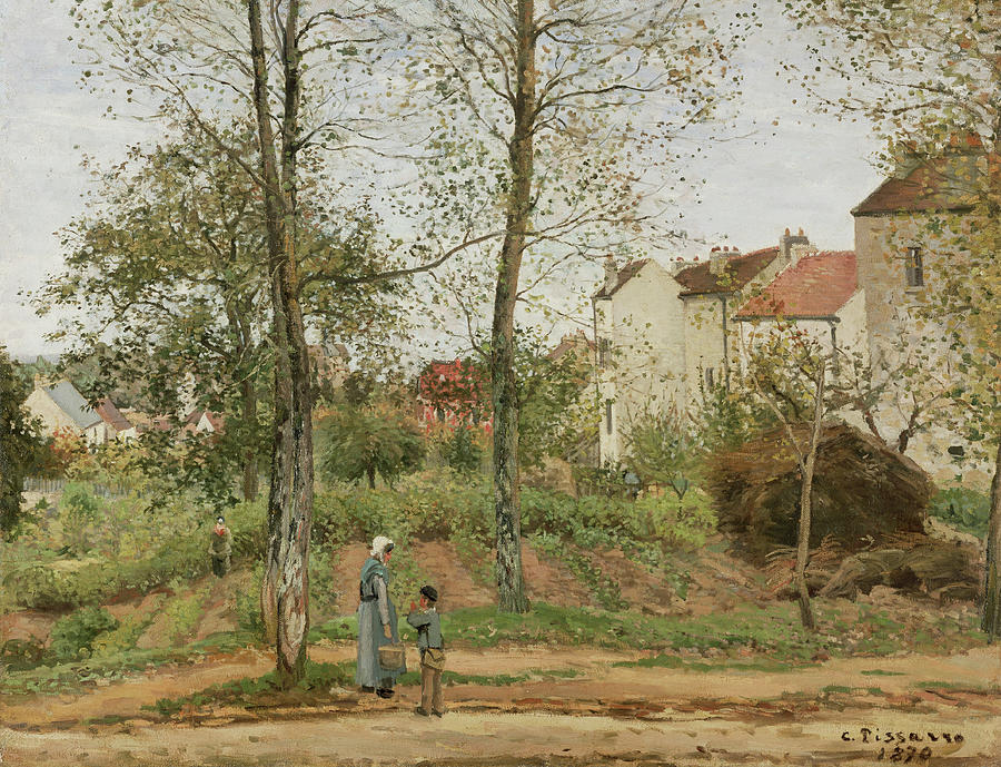 Houses at Bougival, 1870 Painting by Camille Pissarro