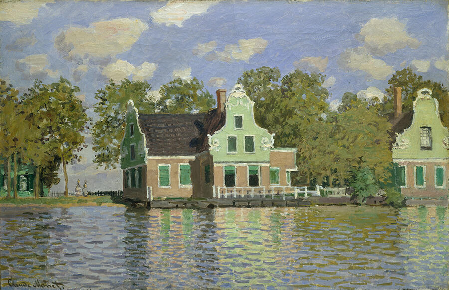 Claude Monet Painting - Houses by the Bank of the River, from 1871 by Claude Monet
