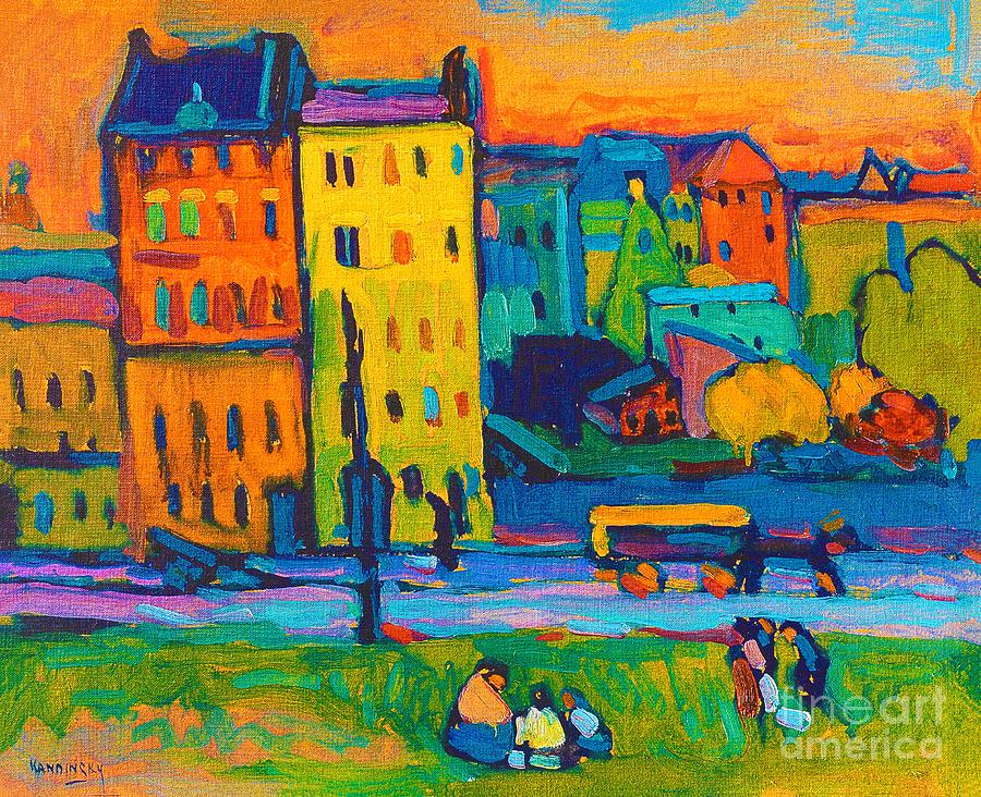 Houses in Munchen 1908 Painting by Wassily Kandinsky