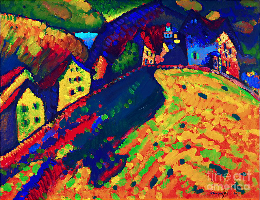 Houses in Murnau 1909 Painting by Wassily Kandinsky