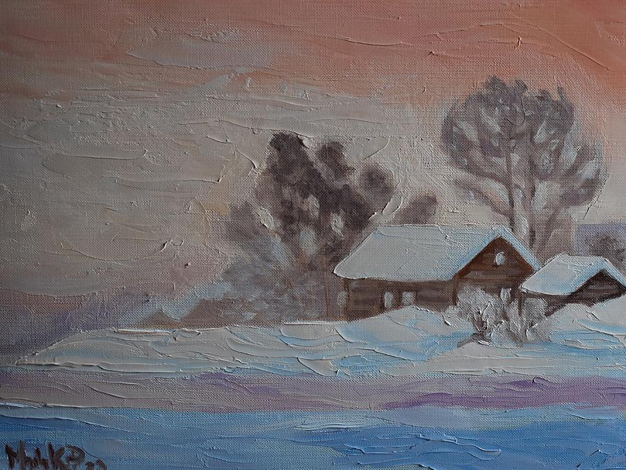 Houses In Snow Painting