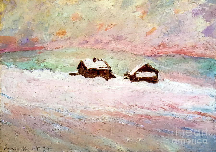 Houses in the Snow, Norway by Claude Monet 1895 Painting by Claude Monet